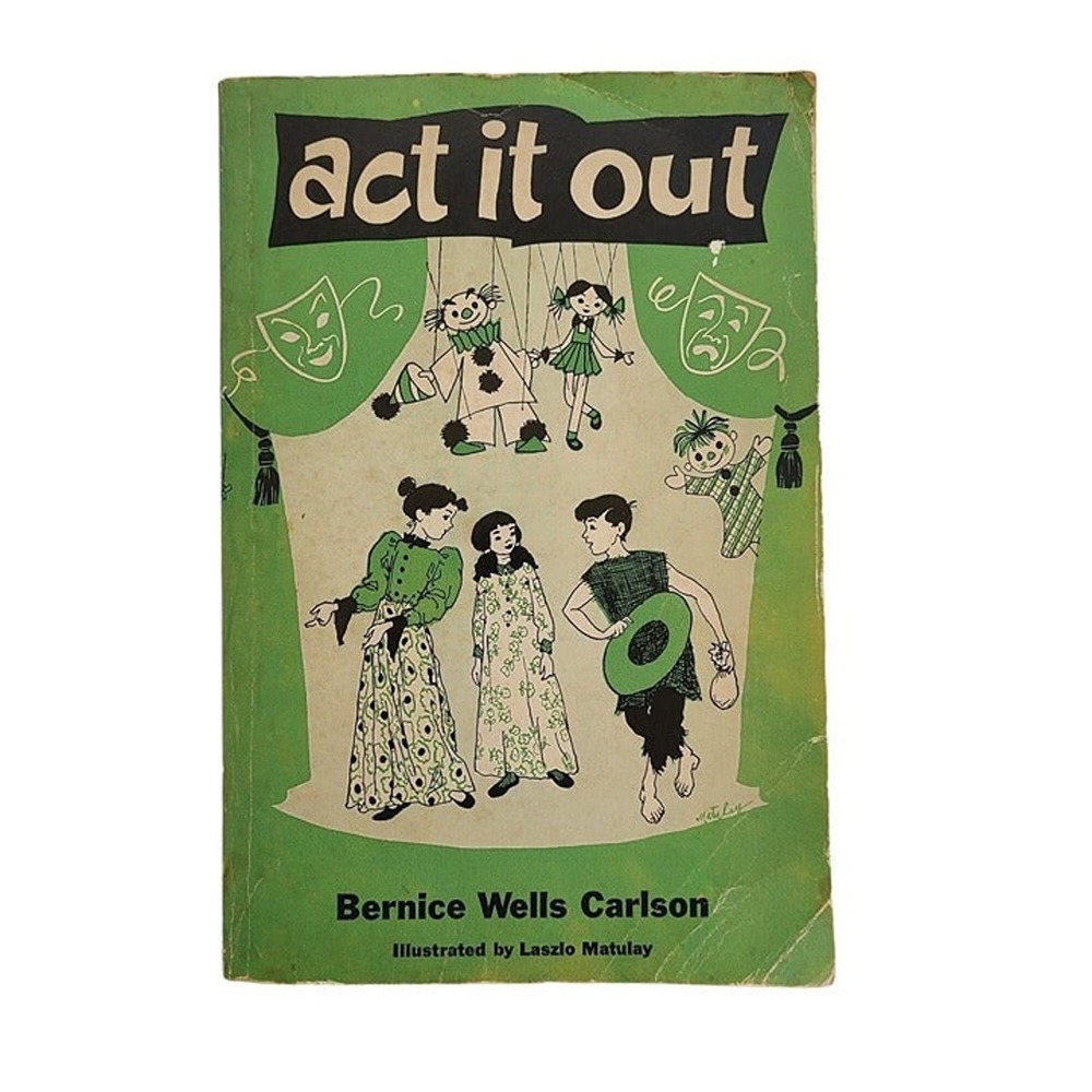 5/$15 Vintage Kids Book Act It Out Bernice Wells Carlson Drama Plays Puppets